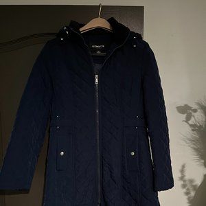 LIZ CLAIBORNE WINTER SPRING FALL LINED FULL ZIP HOOD JACKET WOMEN NAVY MEDIUM